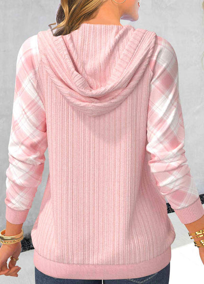 Dam Hoodie Lapptäcke Karomönster Mjuk Tyg 3