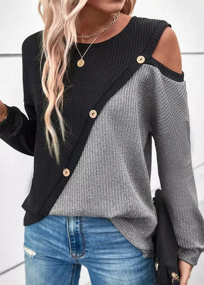 Dam Tröja Rundhalsad Lång Ärmar Mjuk Material-4