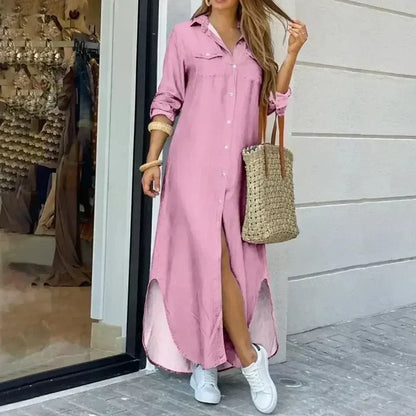 Dam Långklänning Avslappnad Design Lätt Material Elegant Maxi Klänning-3