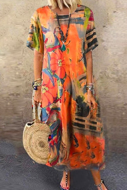 Variant image for Kvinnor Grafiskt Tryckt Klänning Av Bomull och Polyester-1