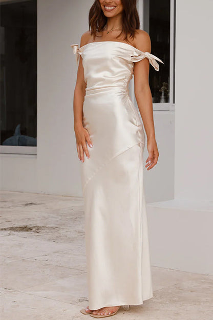 Maxiklänning Dam Off-Shoulder Med Slinga Bomull Polyester-5