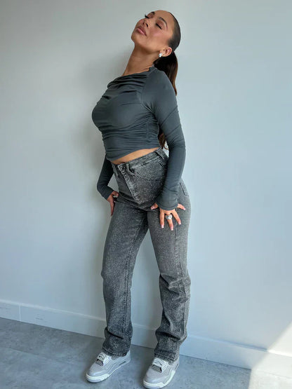 Variant image for Dam Jeans Hög Midja Rak Ben Denim Vintage-3