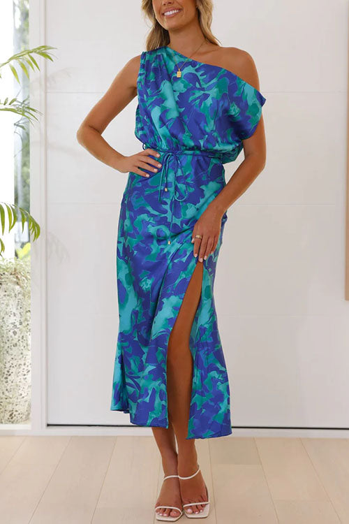 Variant image for Fina Dam Klänningar Blommönster Maxi med Sidospår Bomullsblandning-1