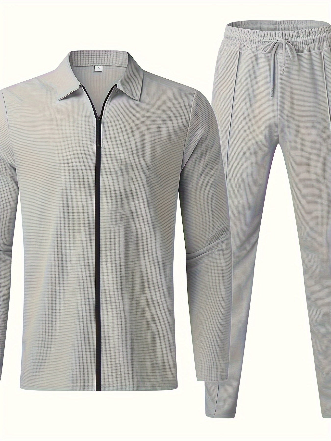 Mäns Träningsdräkt Full Zip Bomull Casual-3