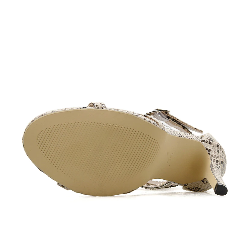 Dam Sandaler Snakeskin Tryck med Strassdetaljer och Plattform-5