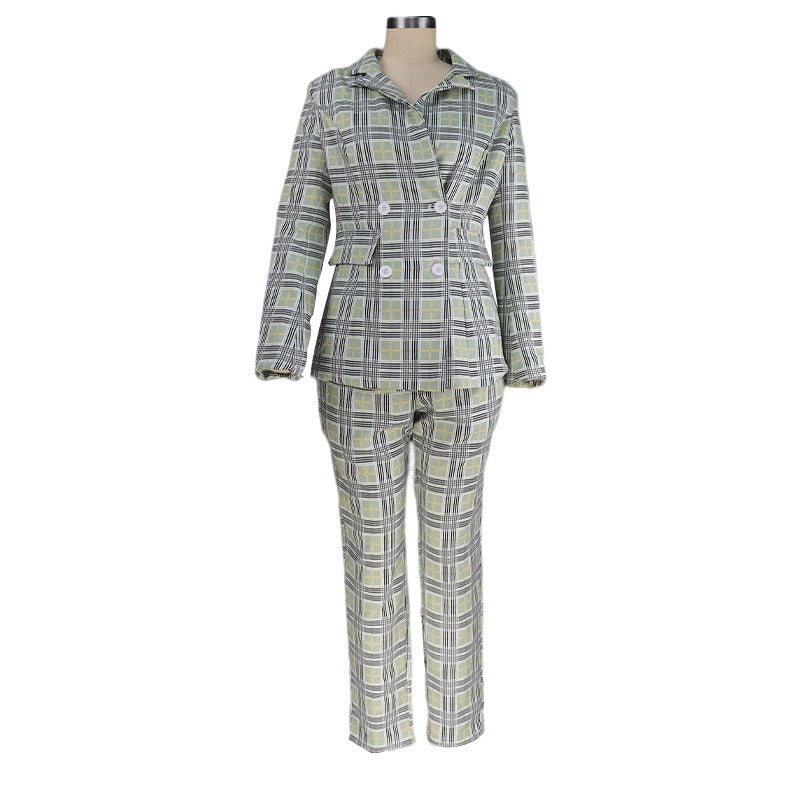 Damrock i Vävt Rutmönster med Knappdetaljer Polyester-5
