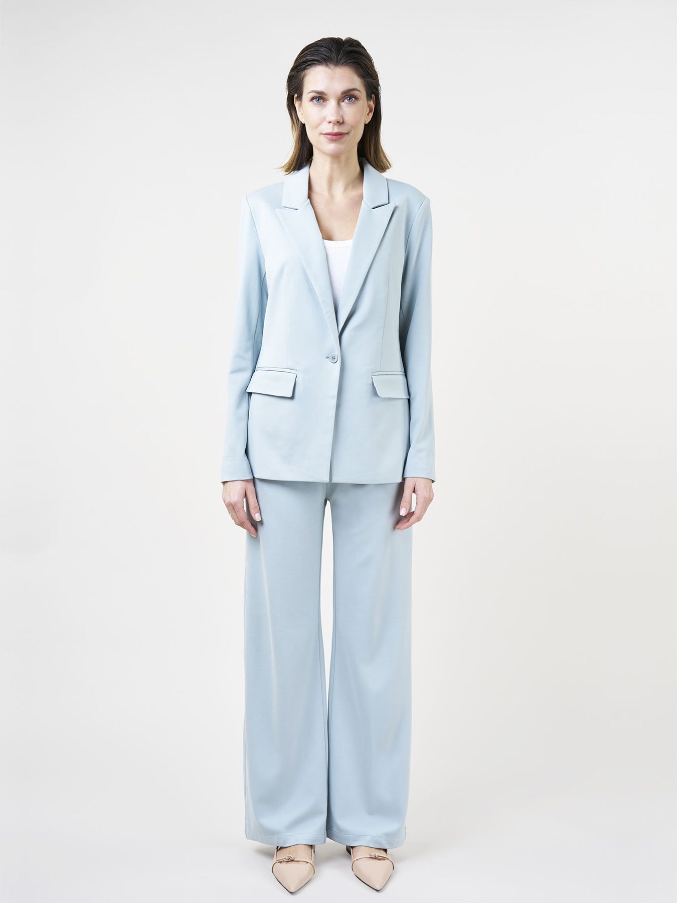 Dam Skjorta Skräddarsydd Denim Med Knapplås och Vändkrage-2