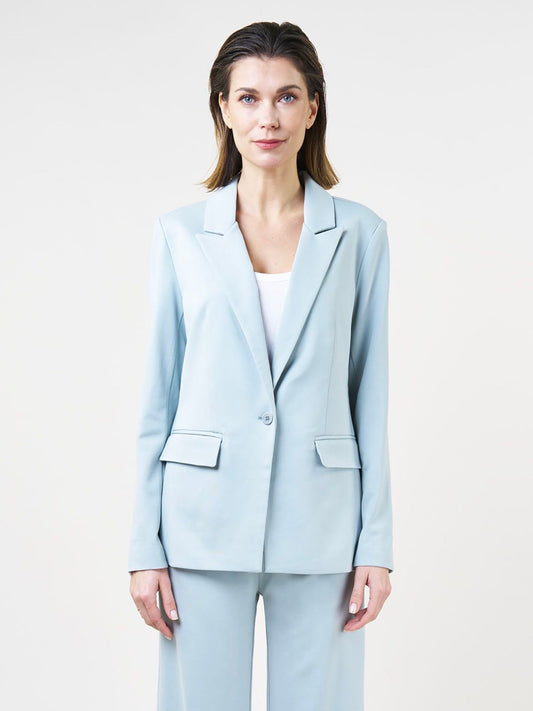 Dam Skjorta Skräddarsydd Denim Med Knapplås och Vändkrage-1