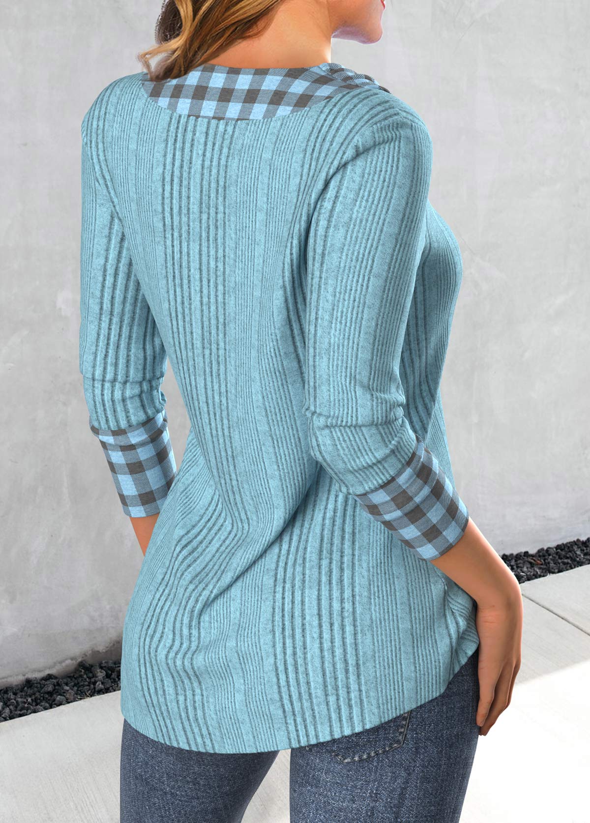 Dam Topp Asymmetrisk Halsringning Caro-Patchwork Mjuk Tyg-2