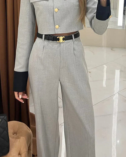 Dam Fritidsbyxor Elegant Mjuk Bomull med Elastiska Manschetter-3