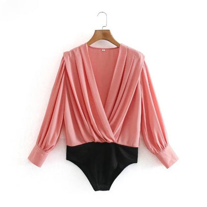 Dam Bodysuit Långärmad Chiffon Polyester Elegant Styling 8