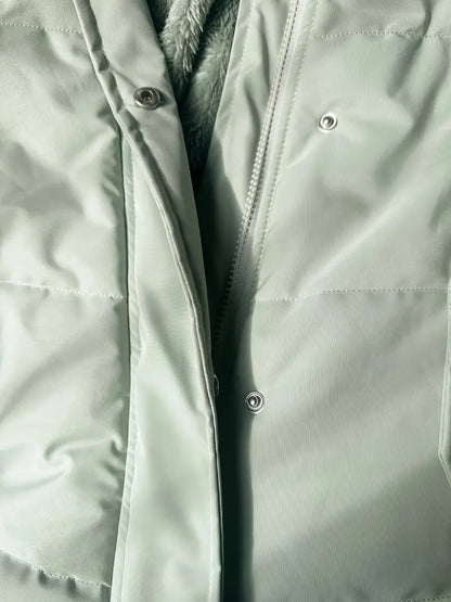 Dam Kappa Lång Med Huva och Dragkedja i Värmande Material-3