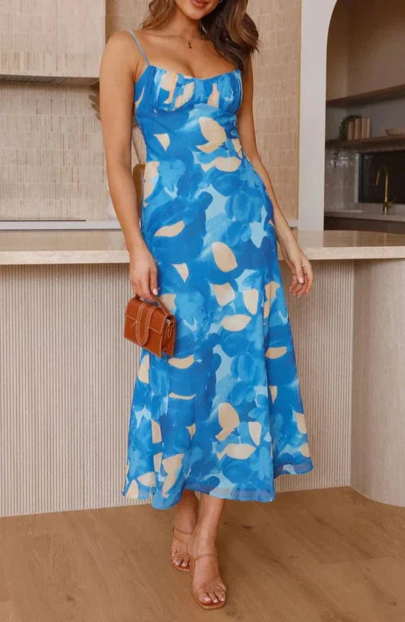 Dam Midi Klänning Fina Design Mjuk Tyg Elegant Festklänning-3