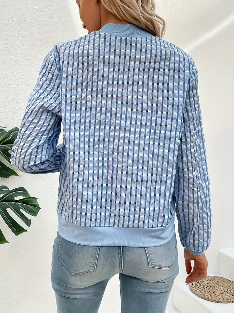 Damjacka Rutig Med Blixtlås Polyester Tidlös Stil 3