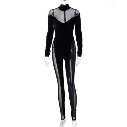 Variant image for Dam Jumpsuit Långärmad Turtleneck Transparent Mesh Polyester Spandex-1
