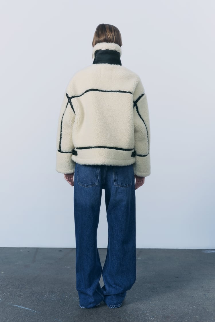 Dam Teddyjacka Lång Mysig Lammull för Vinter-2