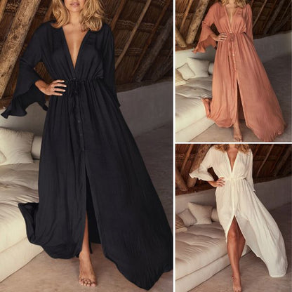 Maxiklänning Dam Bohemisk Stil 100% Bomull Lång Klänning-5