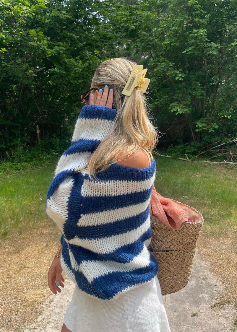 Stickad Dam Tröja Löst Passform Mjuk Akrylblandning-2