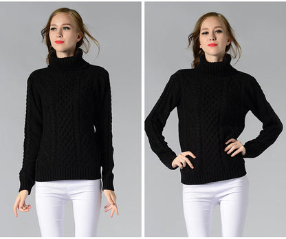 Kvinnors Turtleneck Tröja Kabelstickad Akryl-6