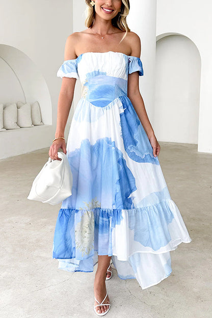 Variant image for Dam Klänning Off-Shoulder Blommönster Midi i Bomull/polyester-1