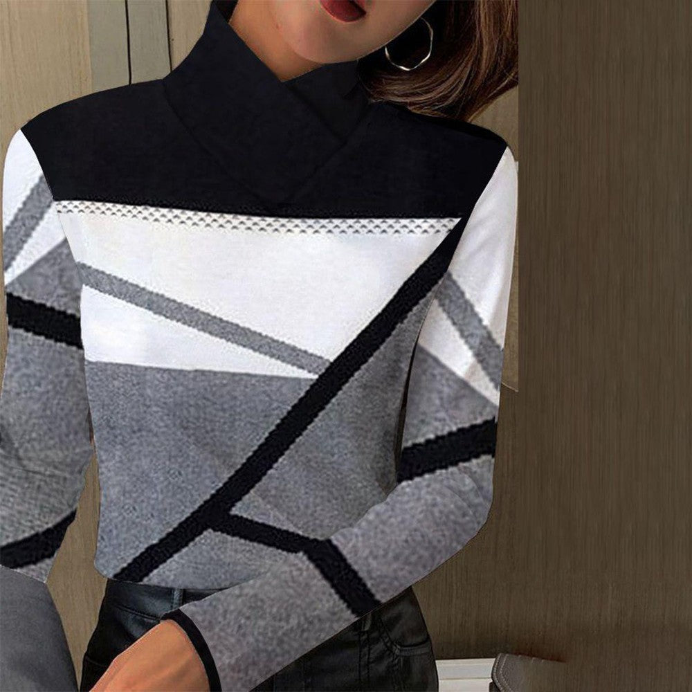 Variant image for Dam Tröja Långärmad Geometrisk Design 100% Mjuk Bomull-5
