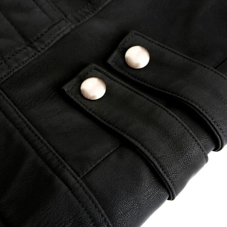 Herrjacka Läder Utomhus Stilren Design Högkvalitativ Material-4