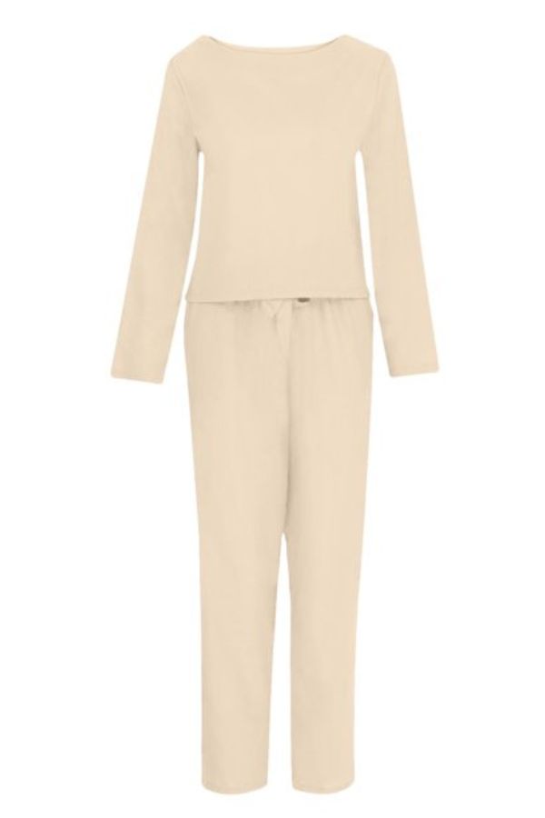 Kvinnor Tvådelat Linne Monokromt Högkvalitativt Tyg-3