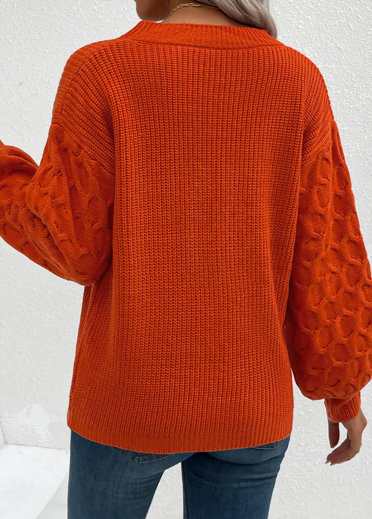 Dam Tröja Cirkulär Halsringning Mjuk och Andningsbar Tegelröd-3