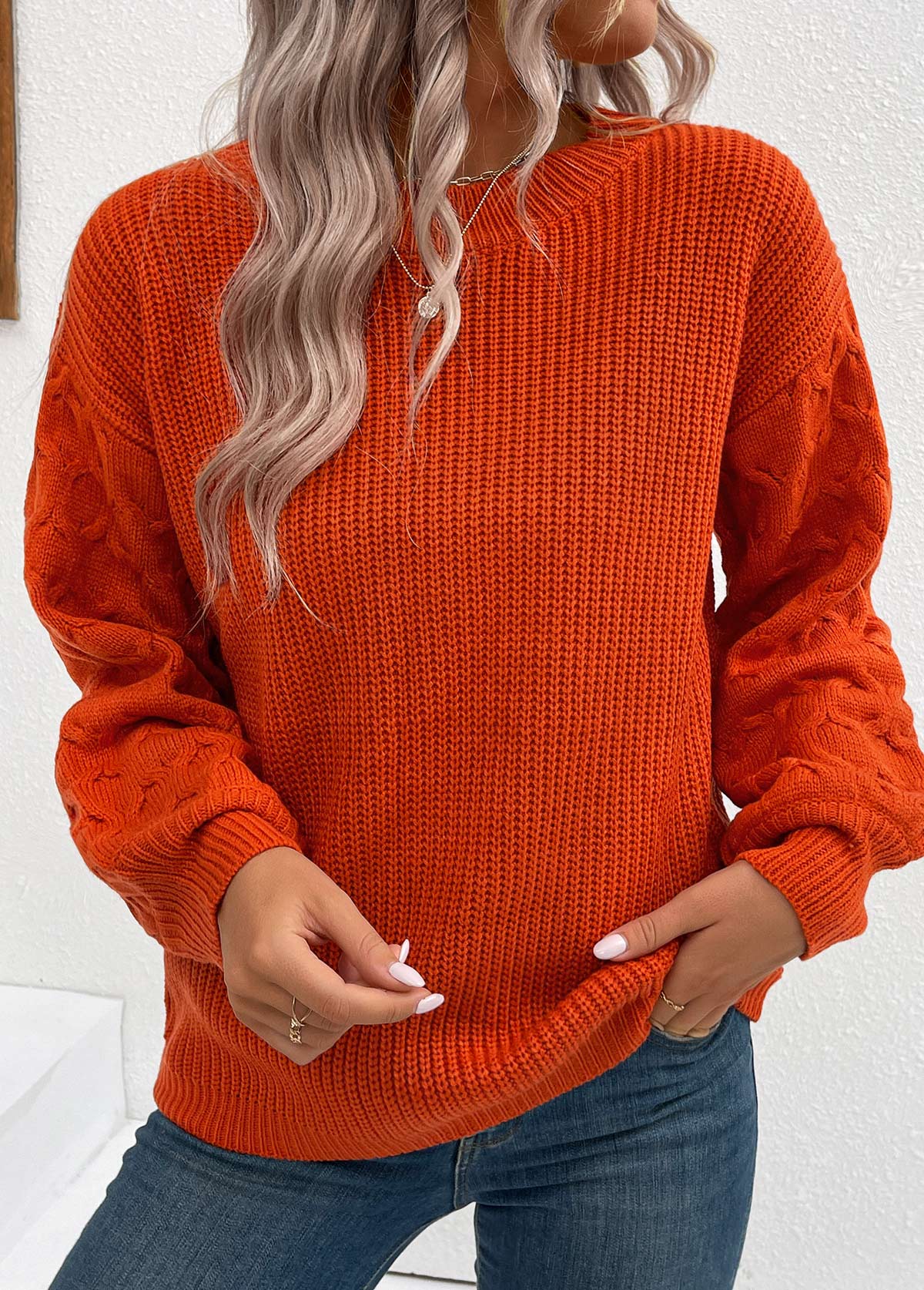 Variant image for Dam Tröja Cirkulär Halsringning Mjuk och Andningsbar Tegelröd-1