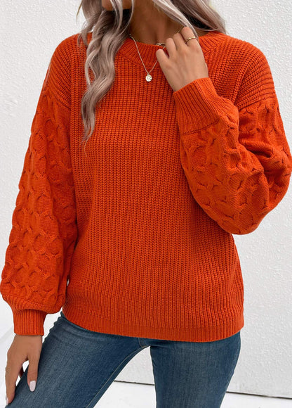 Dam Tröja Cirkulär Halsringning Mjuk och Andningsbar Tegelröd-4