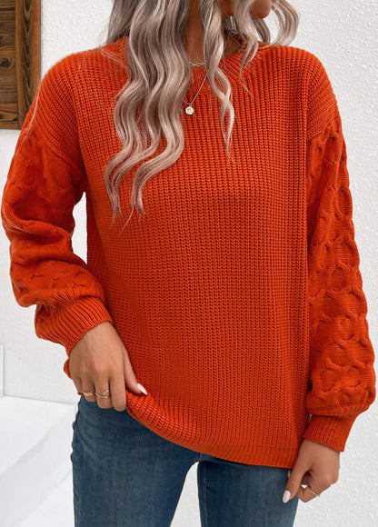 Dam Tröja Cirkulär Halsringning Mjuk och Andningsbar Tegelröd-5