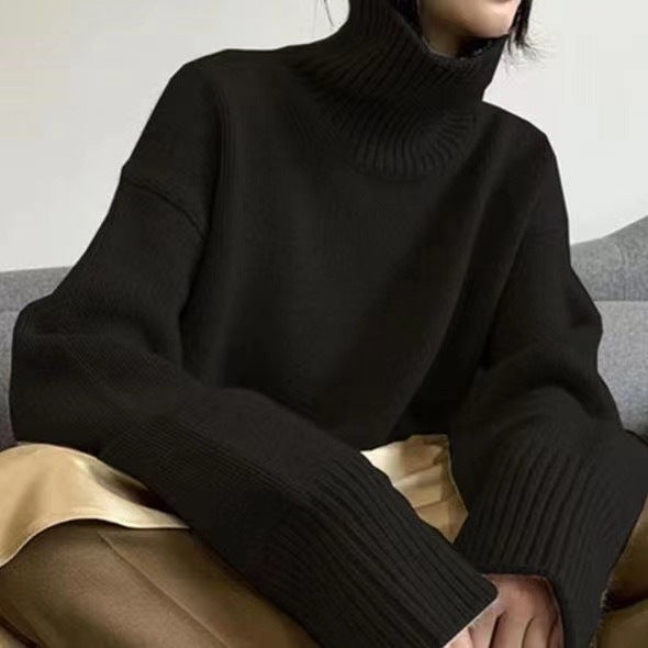 Kvinnors Turtleneck Tröja Överdimensionerad Polyester 11