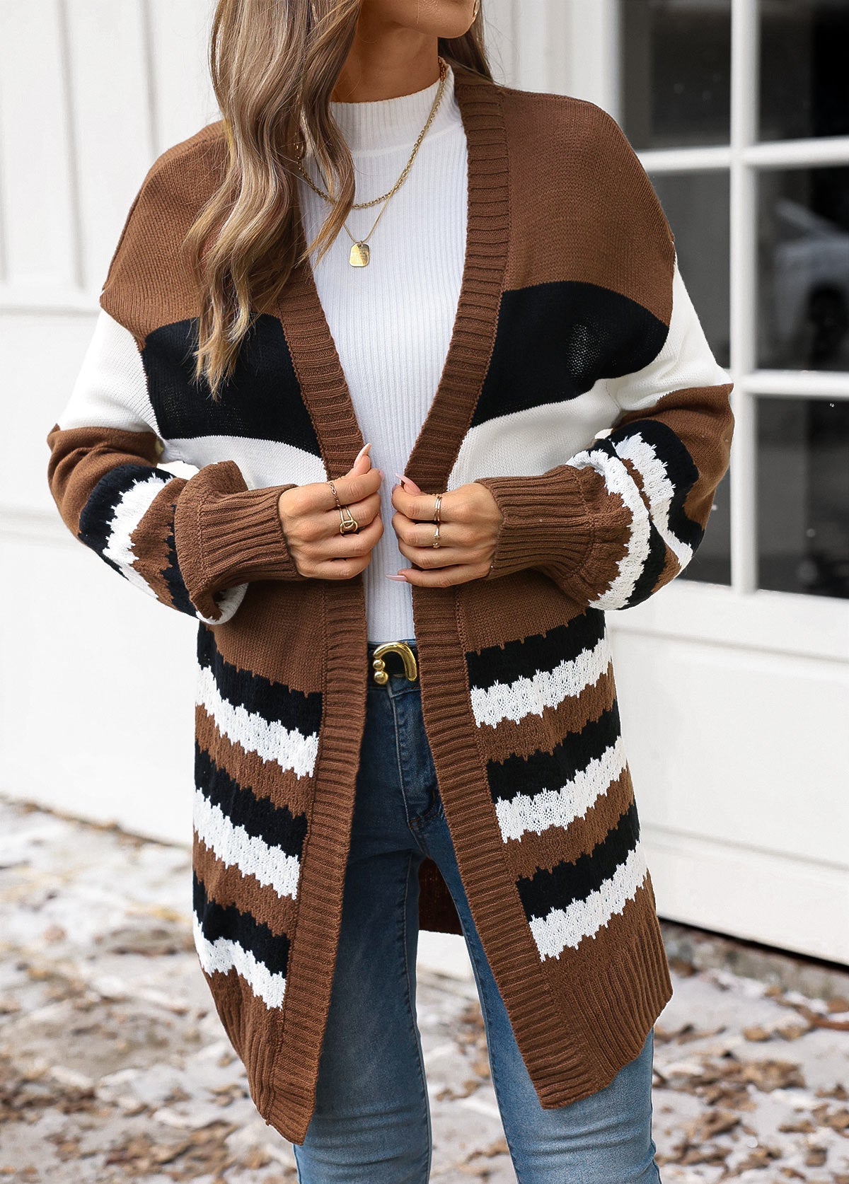 Dam Kofta Patchwork Mörkbrun Andningsbart Tyg-4