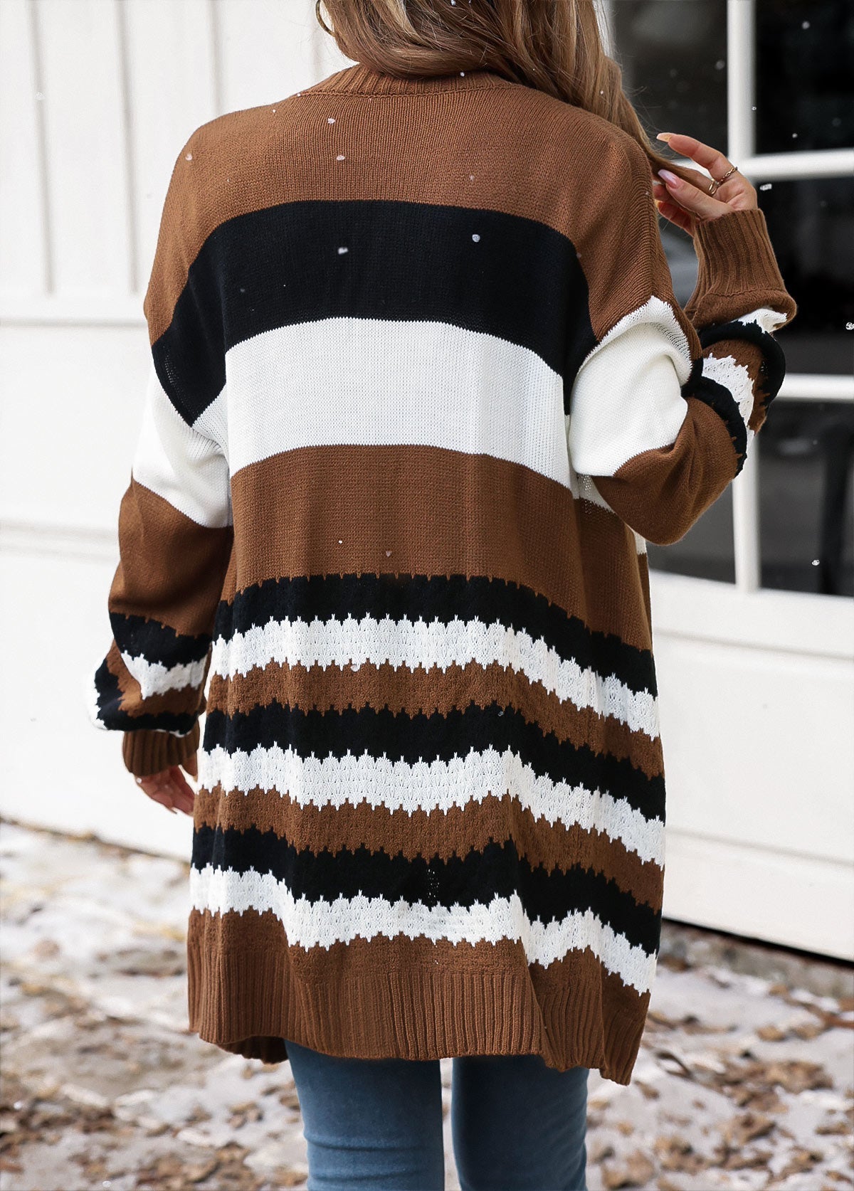 Dam Kofta Patchwork Mörkbrun Andningsbart Tyg-3