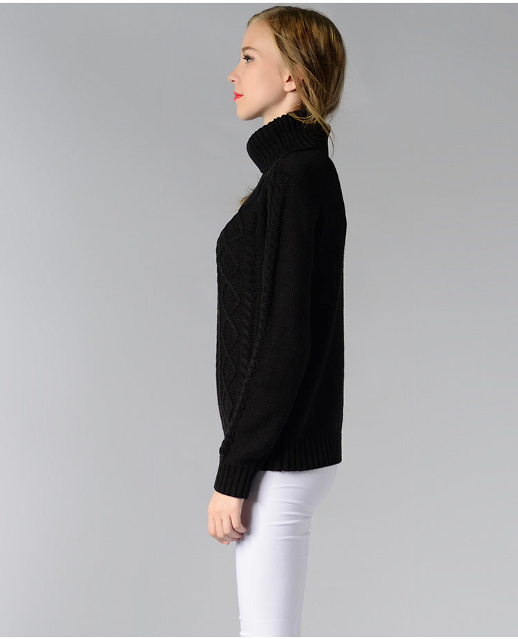Kvinnors Turtleneck Tröja Kabelstickad Akryl-5