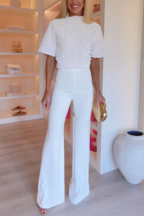 Variant image for Dam Topp Korta Ärmar Velour med Paljetter-1