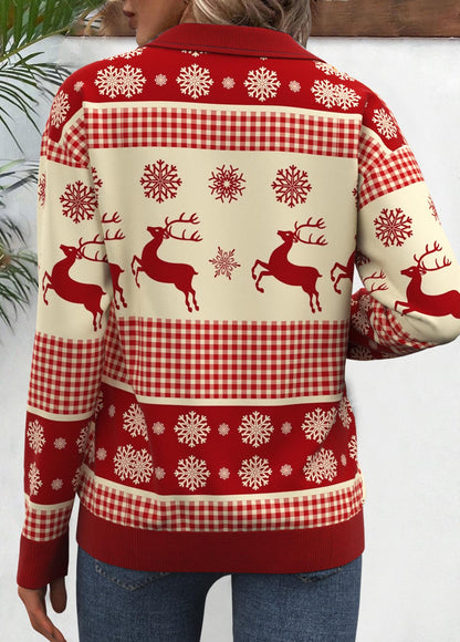 Kvinnors Jultröja med Dragkedja Mjukt Material-3