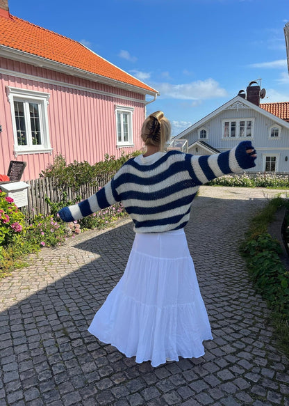 Stickad Dam Tröja Löst Passform Mjuk Akrylblandning-3