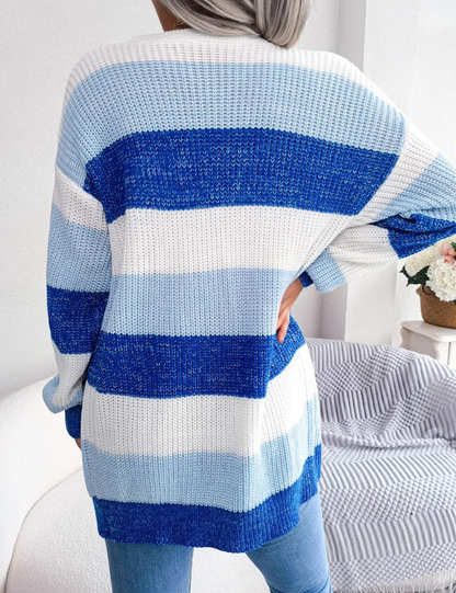 Dam Lång Väst Randig Stickad Akryl-2