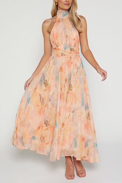 Maxiklänning Dam Halterneck Rygglös Lång Klänning Bomull och Polyester-4