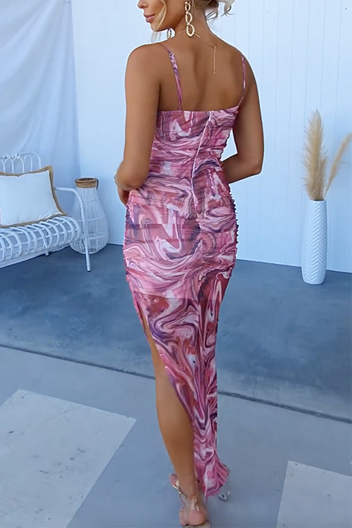 Maxi Klänning Dam V-ringad Spaghetti Remmar Bomull Polyester-3