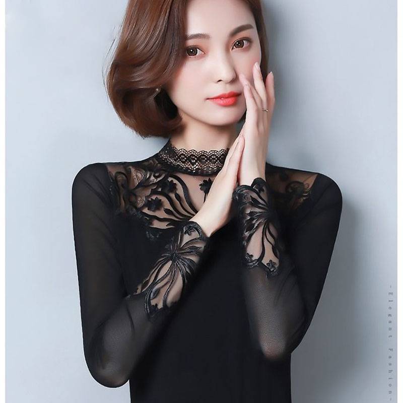 Dam Blus Turtleneck Patchwork Polyester Stretch-2