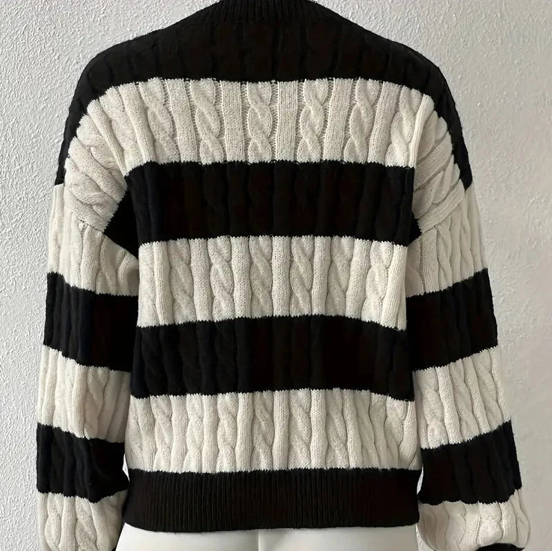 Lindex Stickad Dam Tröja Lös Axel Mjukt Material-3