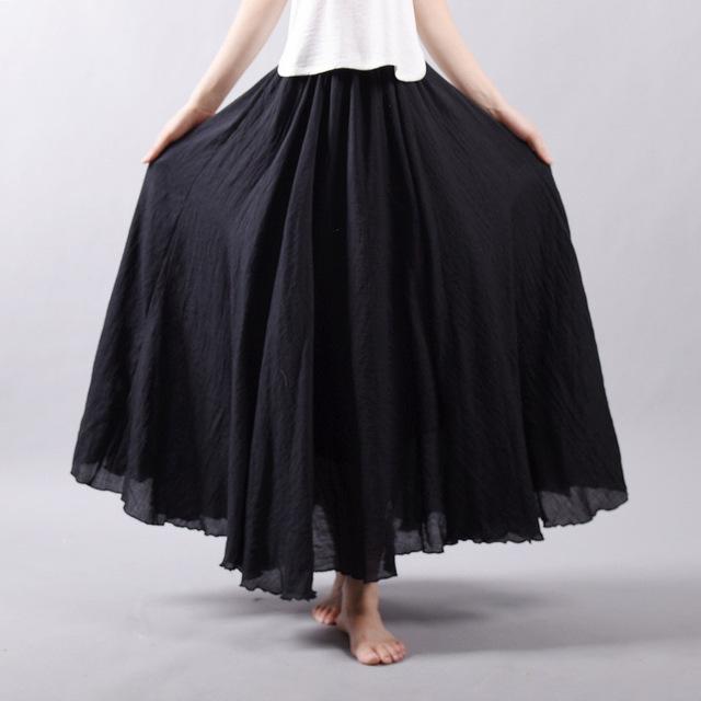 Dam Maxikjol Boho Hög Midja Luftig Polyester-4