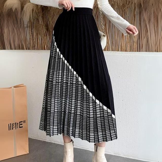 Variant image for Dam Midi Kjol Veckad Polyester med Hahnenstieg-Panel-1
