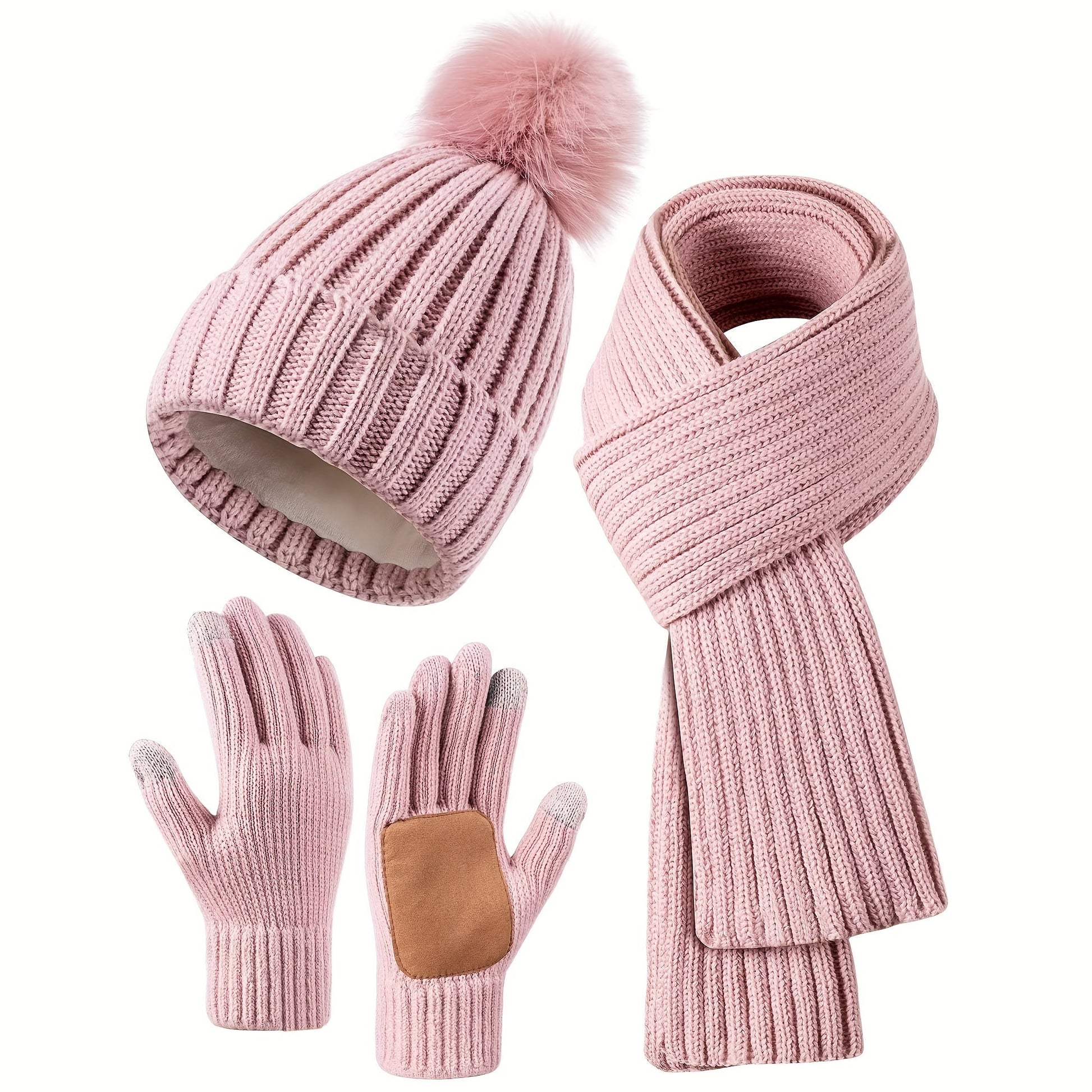 Variant image for Dam Vinterset Avslappnad Tygblandning Hatt Halsduk Handskar-5