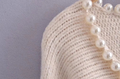 Dam Tröja med Klassisk Passform och Konstpärlor i Mjukt Material – Eleganta Detaljer för Vardag och Fest 5