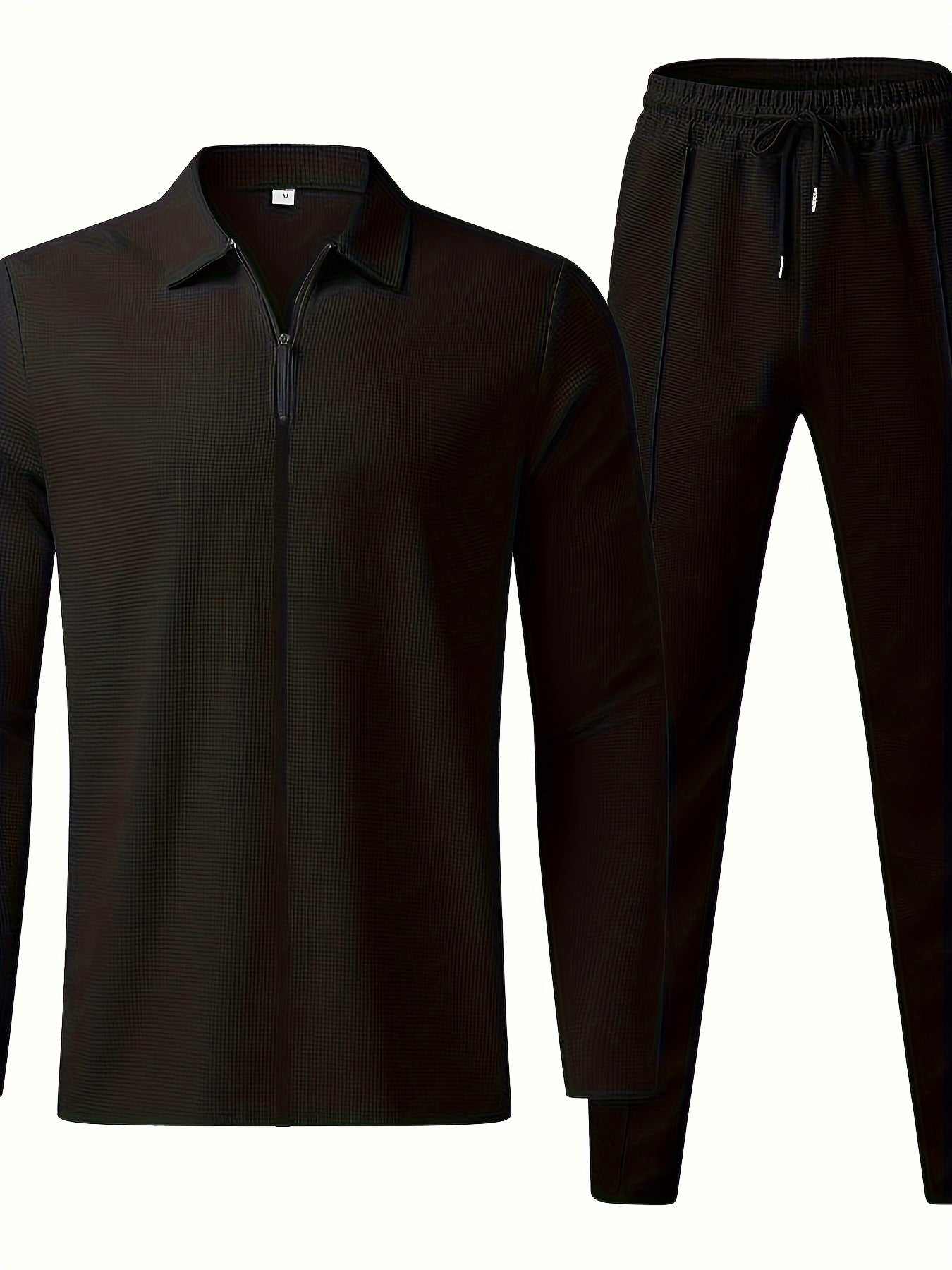 Mäns Träningsdräkt Full Zip Bomull Casual-2