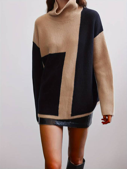 Stickad Dam Tröja Rullkrage Mjuk Kvalitet-2