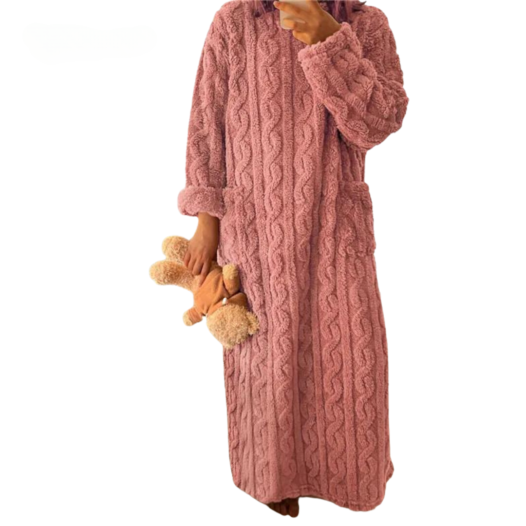 Variant image for Dam Maxi Klänning Kabelstickad Lång Ärmar Mjuk Akrylblandning-10